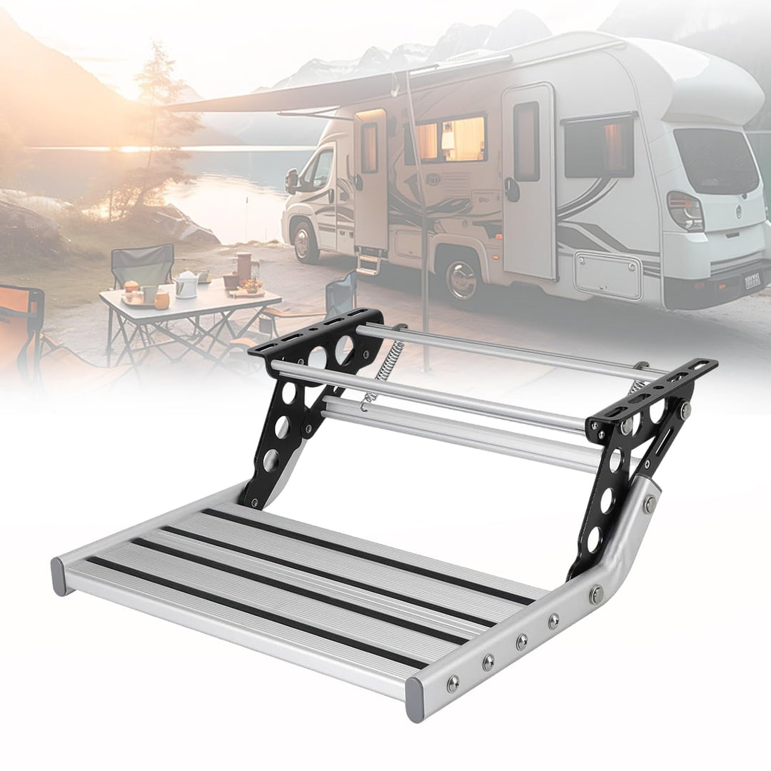 Manuelle Wohnmobil Treppe, Alu Einzelschicht Wohnmobiltrittstufen mit Anti-Slip-Streifen, Wohnwagen