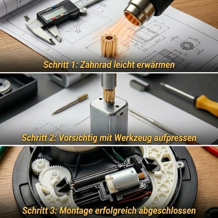 Ritzel Zahnrad Messing für Thermomix TM5 Motor Verriegelung | Ersetzt Defektes Kunststoffzahnrad,Beh