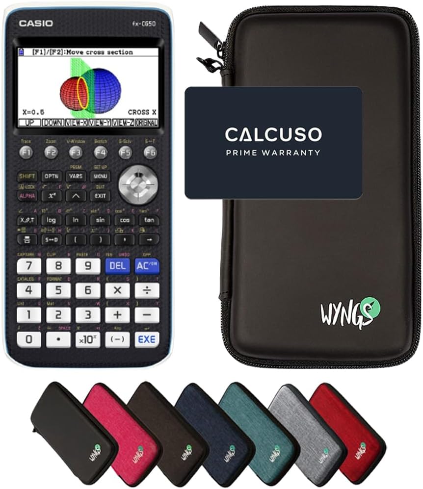 CALCUSO Sparpaket: Casio FX-CG 50 Grafikrechner + WYNGS Schutztasche schwarz + Erweiterte Garantie v