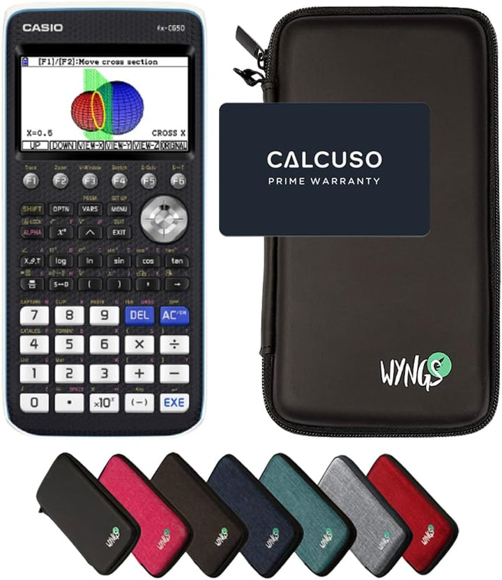 CALCUSO Sparpaket: Casio FX-CG 50 Grafikrechner + WYNGS Schutztasche schwarz + Erweiterte Garantie v