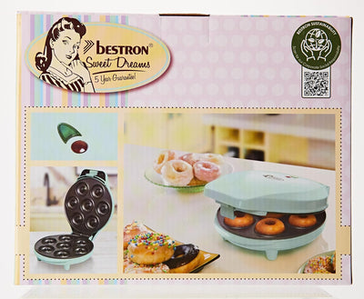 Bestron Donut Maker im Retro Design, Mini-Donut Maker für 7 kleine Donuts, inkl. Backampel & Antihaf