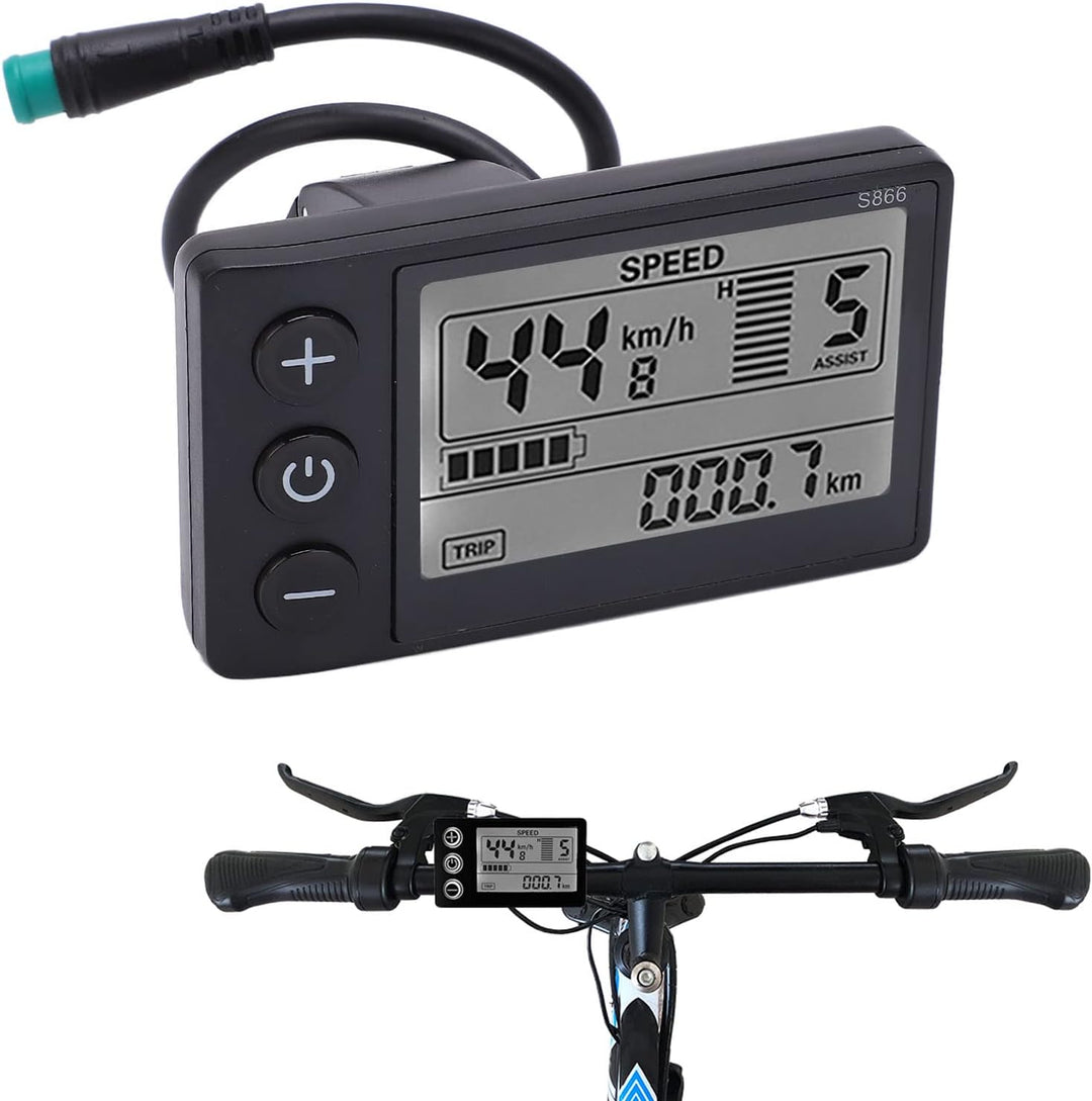Keenso Elektrisches Fahrrad S866 LCD-Display Meter 24V 36V 48V Bedienfeld mit Wasserdichtem Stecker