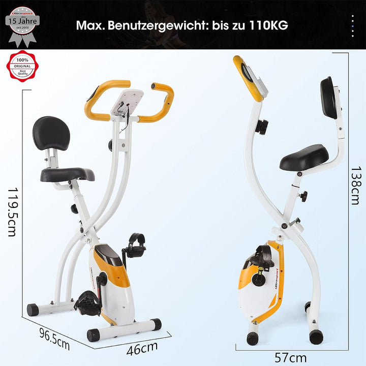 Ultrasport F-Bike, Faltbarer Heimtrainer, Hometrainer mit LCD Trainingscomputer,8 Widerstandstufen,