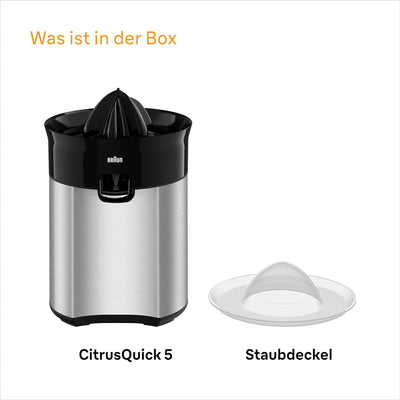 Braun CitrusQuick 5 CJ5050 BK Zitruspresse, Direkter Saftauslauf, Anti-Tropf-Auslauf, Start/Stopp-Au