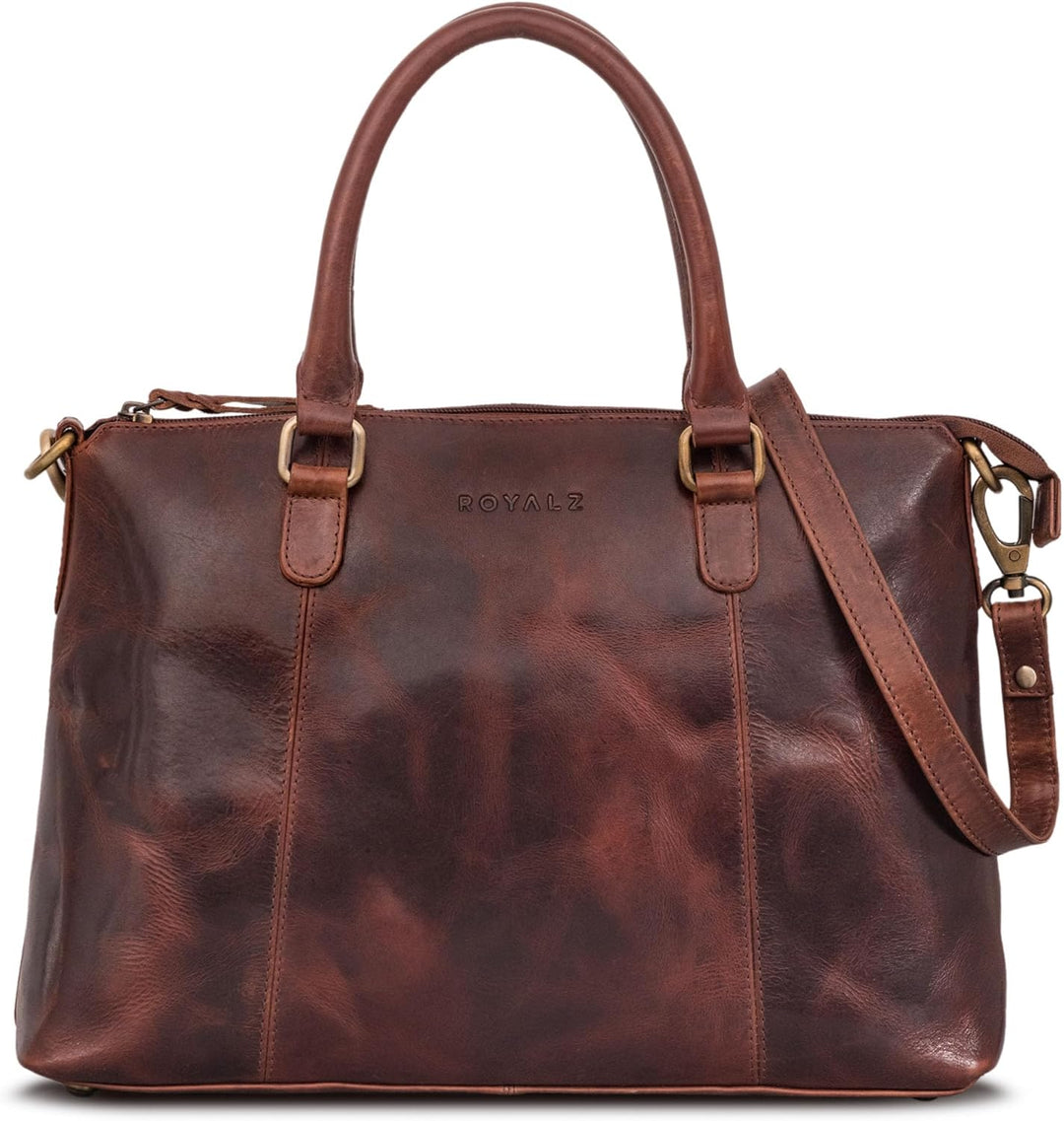 ROYALZ 'Payton' Elegante Lederhandtasche Damen Echtleder Klein Vintage Henkeltasche Ledertasche Frau