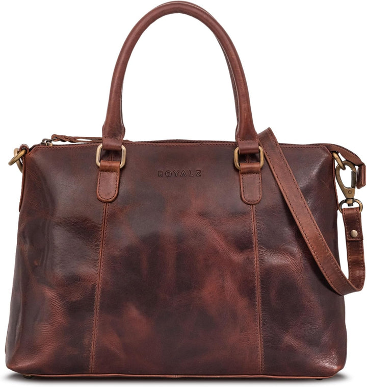 ROYALZ 'Payton' Elegante Lederhandtasche Damen Echtleder Klein Vintage Henkeltasche Ledertasche Frau