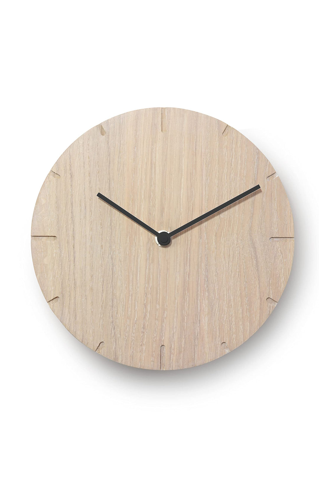 Natuhr Wanduhr Eiche gekalkt Holz Solide 20 cm Mini Massivholz, geräuscharmes U.T.S. Uhrwerk (Eiche