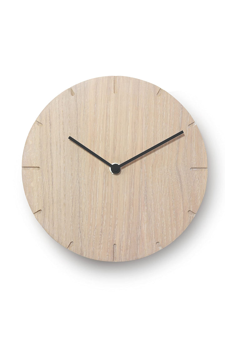 Natuhr Wanduhr Eiche gekalkt Holz Solide 20 cm Mini Massivholz, geräuscharmes U.T.S. Uhrwerk (Eiche