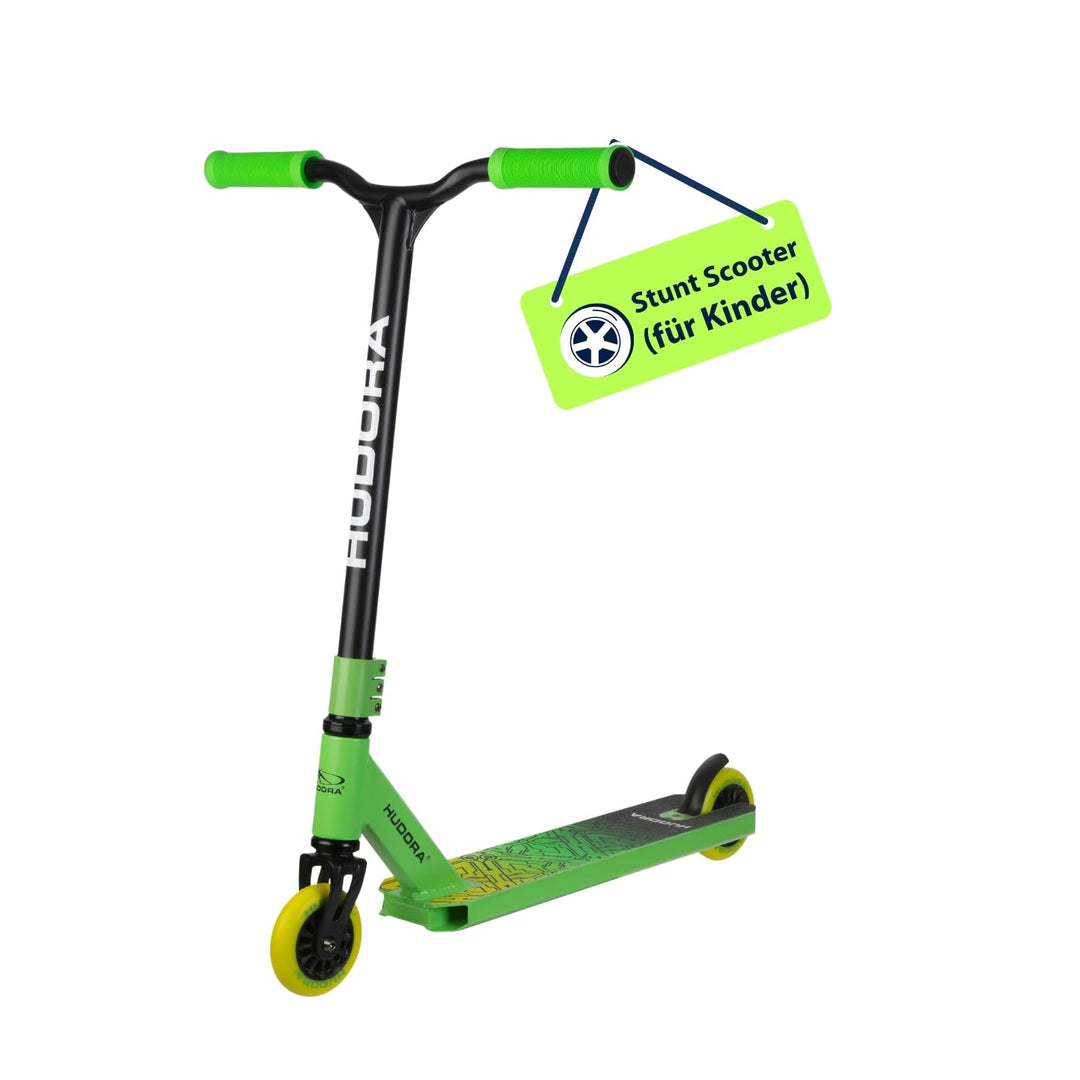 HUDORA Stuntscooter Kids - 360° Lenkung - Tretroller - ABEC 9 Kugellager - Robuster Funscooter, Kick
