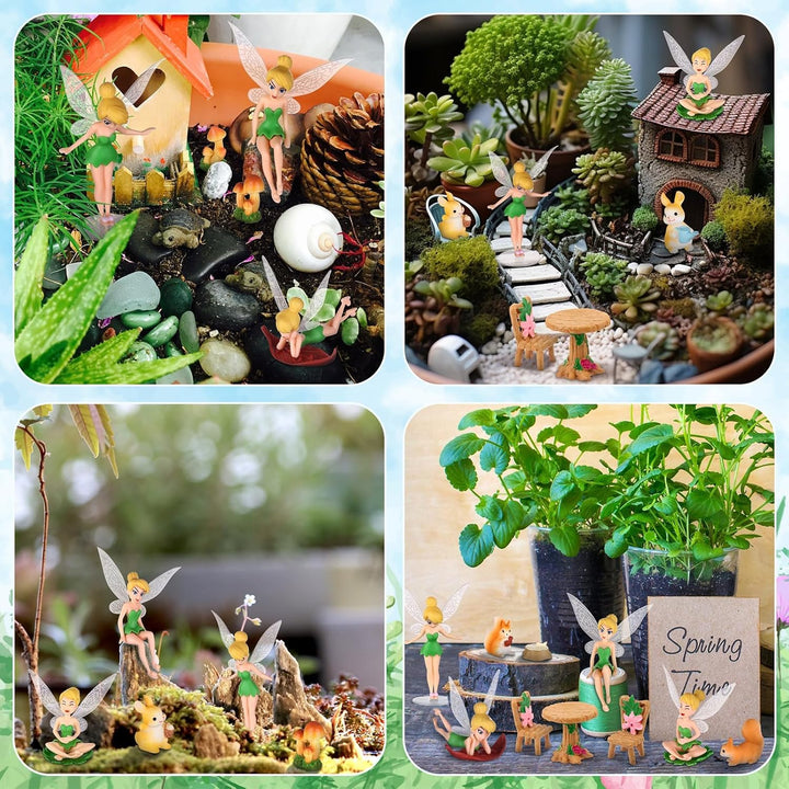 22 Stück Feengarten Zubehör Set Mini Fee Figuren Garten Tisch Set Harz Mini Pilze Hase Eichhörnchen