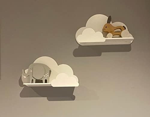 Set von 2 Happy Woody Cloud Wandregale für Kinderzimmer, Schweberegal aus Holz, Babyzimmer-Dekor, Ki