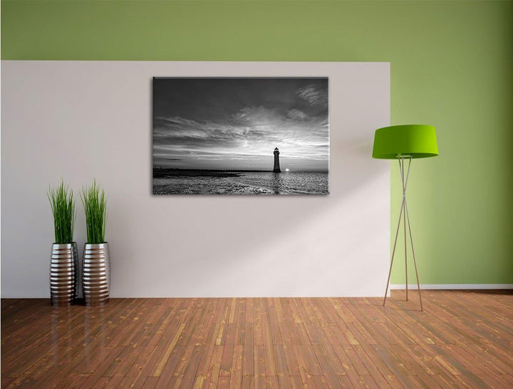 Pixxprint Leuchtturm im Sonnenuntergang als Leinwandbild/Grösse: 100x70 cm/Wandbild/Kunstdruck/ferti