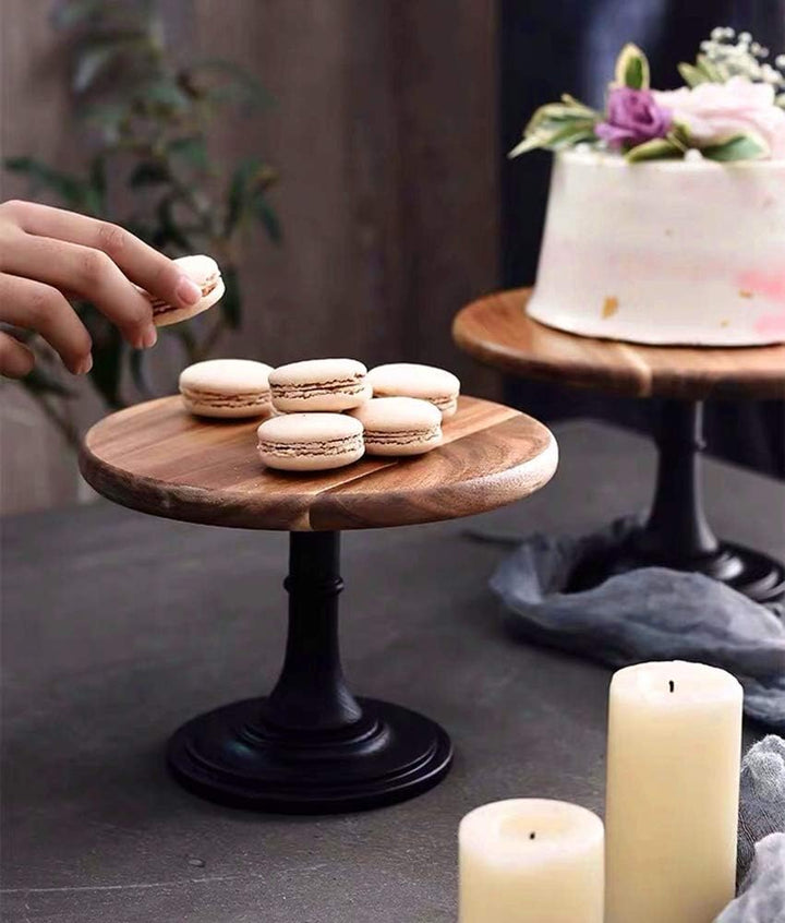 NUPTIO Rustikaler Tortenständer aus Holz: Schwarzer Cupcake-Ständer Rund Hochzeit Geburtstag Tortens