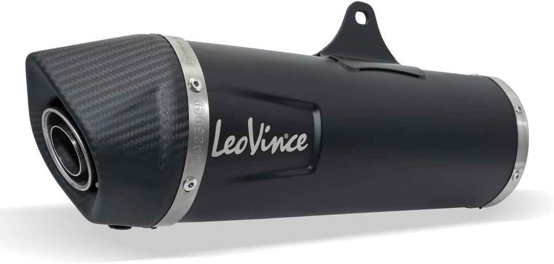 Endschalldämpfer/Auspuffanlage LeoVince SLIP-ON SBK, Edelstahl schwarz, Carbon Kappe, mit Zulassung