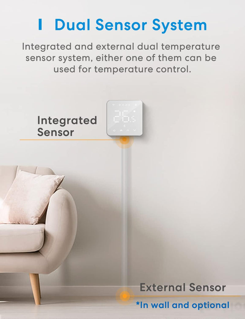 Meross Smart Elektrische Thermostat, Fussbodenheizung WLAN Raumthermostat kompatibel mit HomeKit, Al