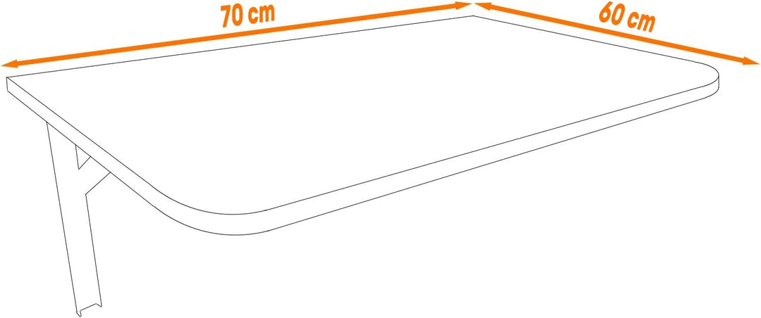 AKKE 70x60 | Wandklapptisch mit abgerundete Ecken Klapptisch Wandtisch Küchentisch Schreibtisch Kind