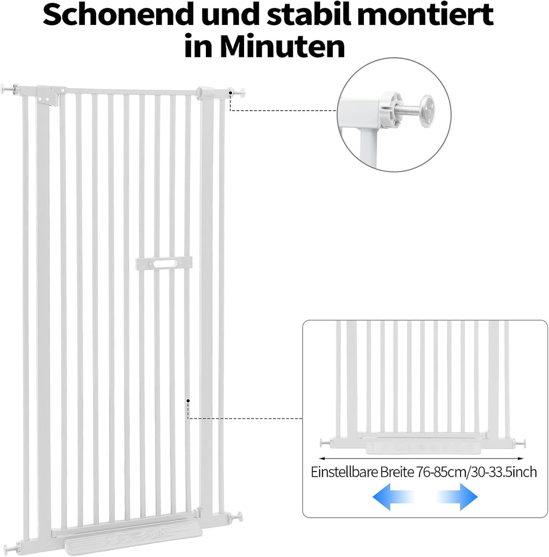 Katzengitter Tür, Schutztor Ausziehbar Haustiere Katzentiertor 150cm Haustiergitter Extra Hoch mit D