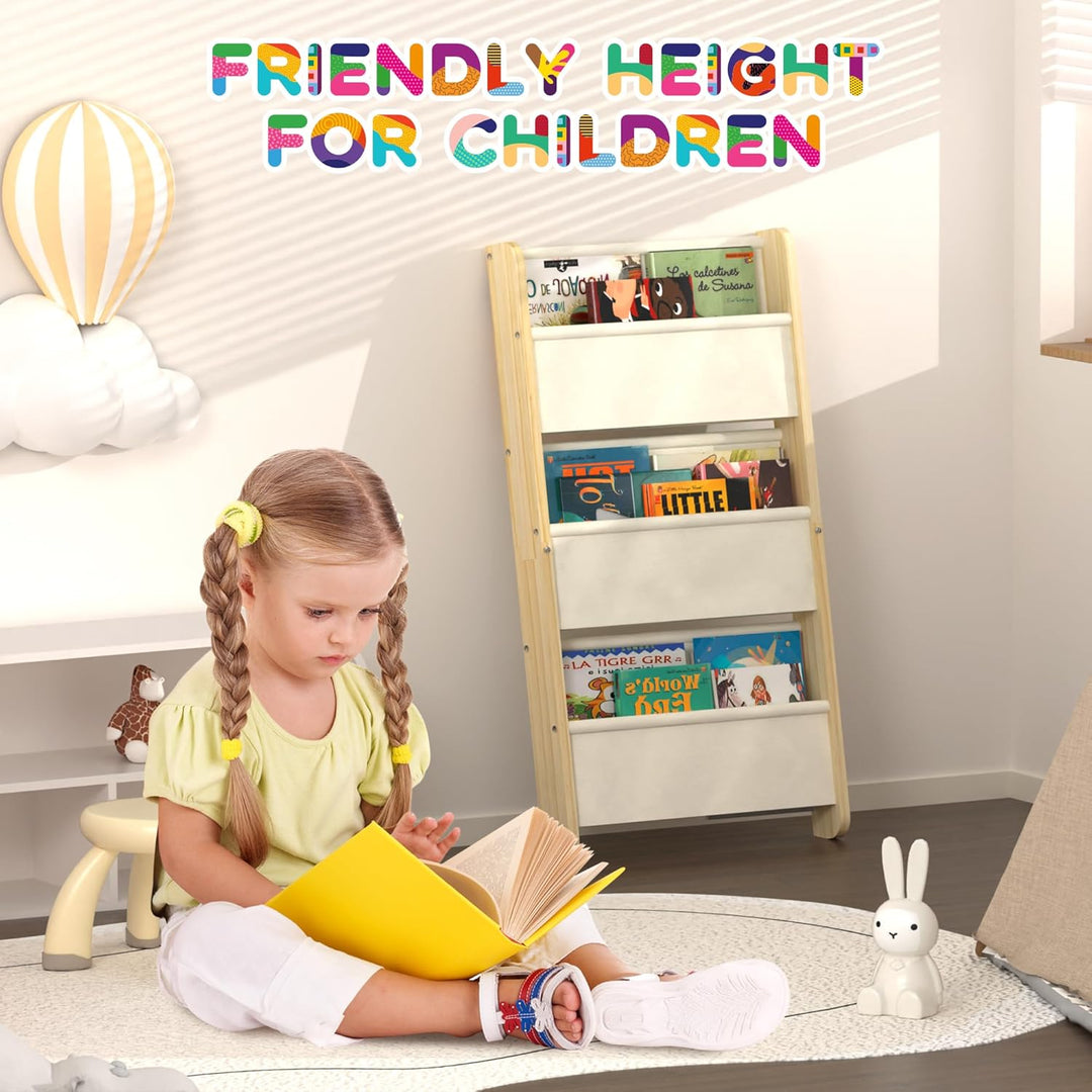Alyoen Bücherregal Kinder Wand, Kinderregal aus Holz mit 3 Ebenen, 43x82cm kinderbücherregal für Kin