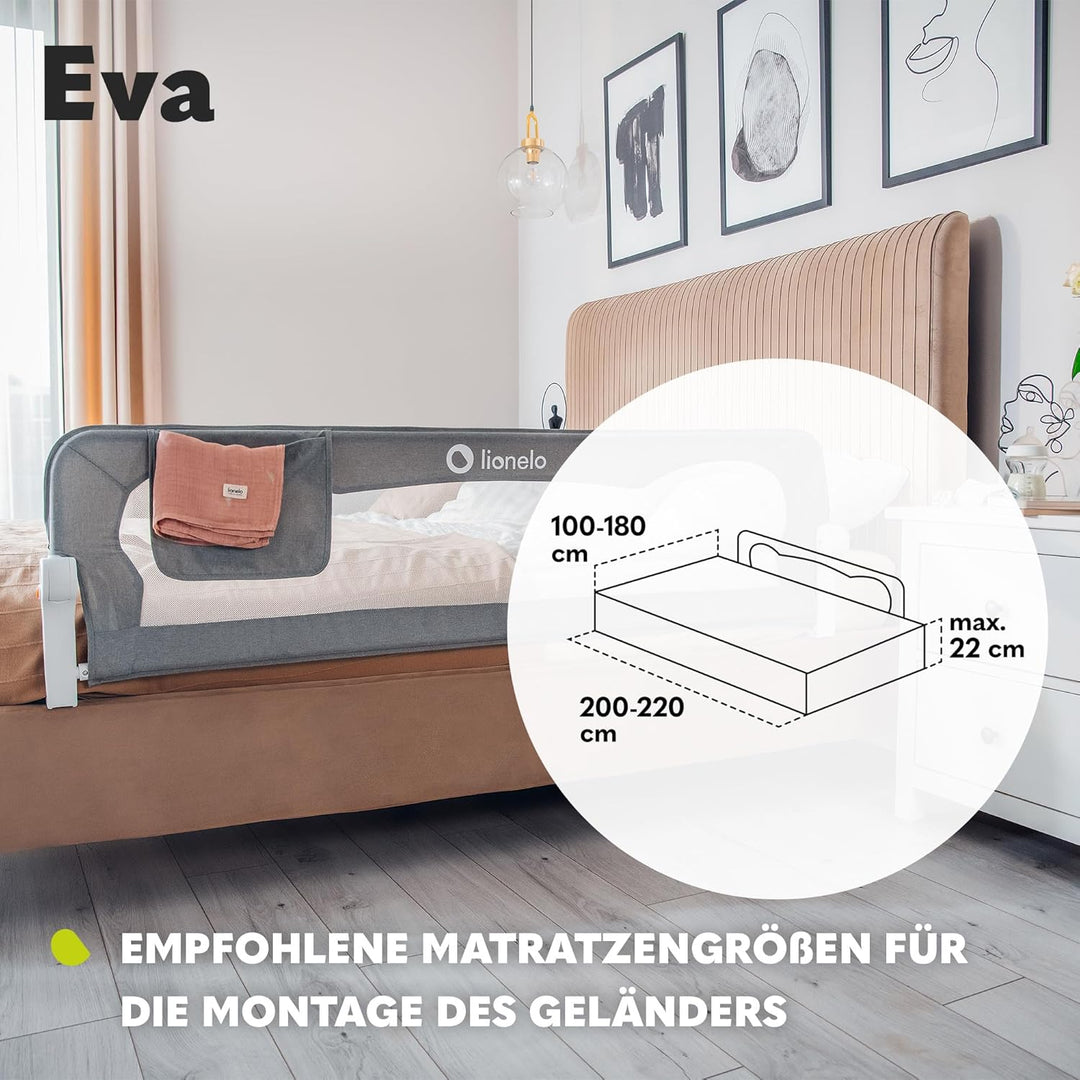 LIONELO Eva Rausfallschutz Bett Rausfallschutz Kinderbett, Bettgitter, Bettschutzgitter, luftiges Ne