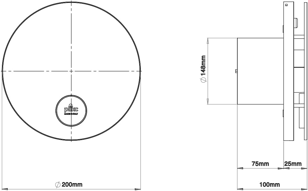 plikc Ario W - WIFI Wandventilator mit Axialabsaugung mit Feuchtigkeitssensor und Timer - 100% Made