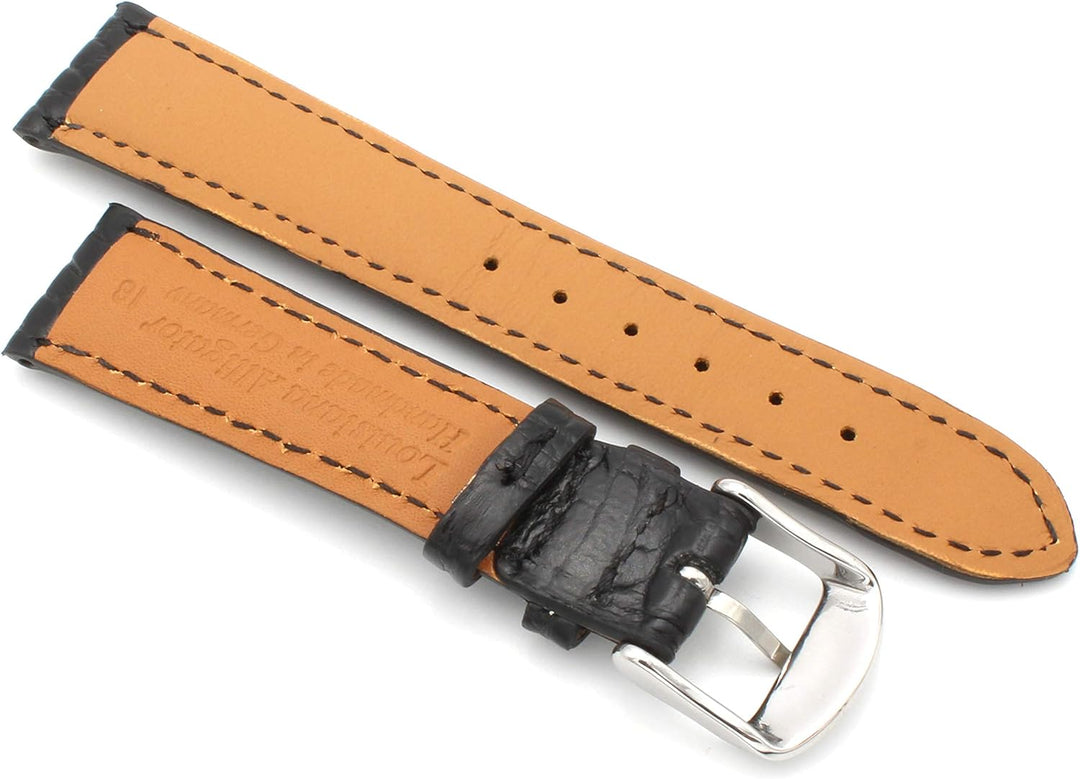 18mm XS Damenlänge Echt Alligator Vintage hangemacht in Deutschland Uhrenarmband in Schwarz