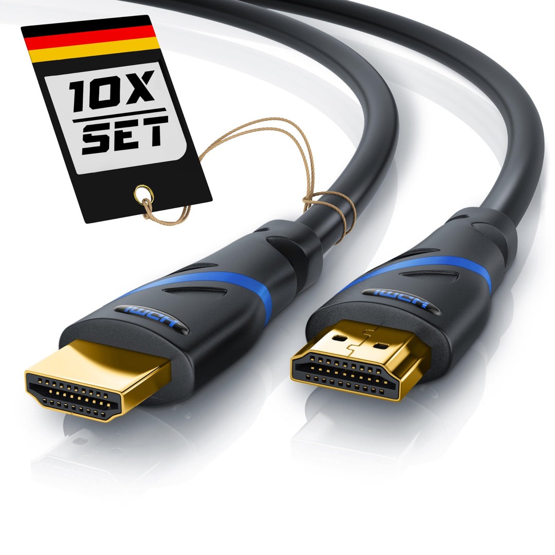 CSL - 7,5m 10er-Pack 4k HDMI Kabel 2.0b - zerfifiziertes Kabel 4k@60Hz - UHD - High Speed Ethernet 1