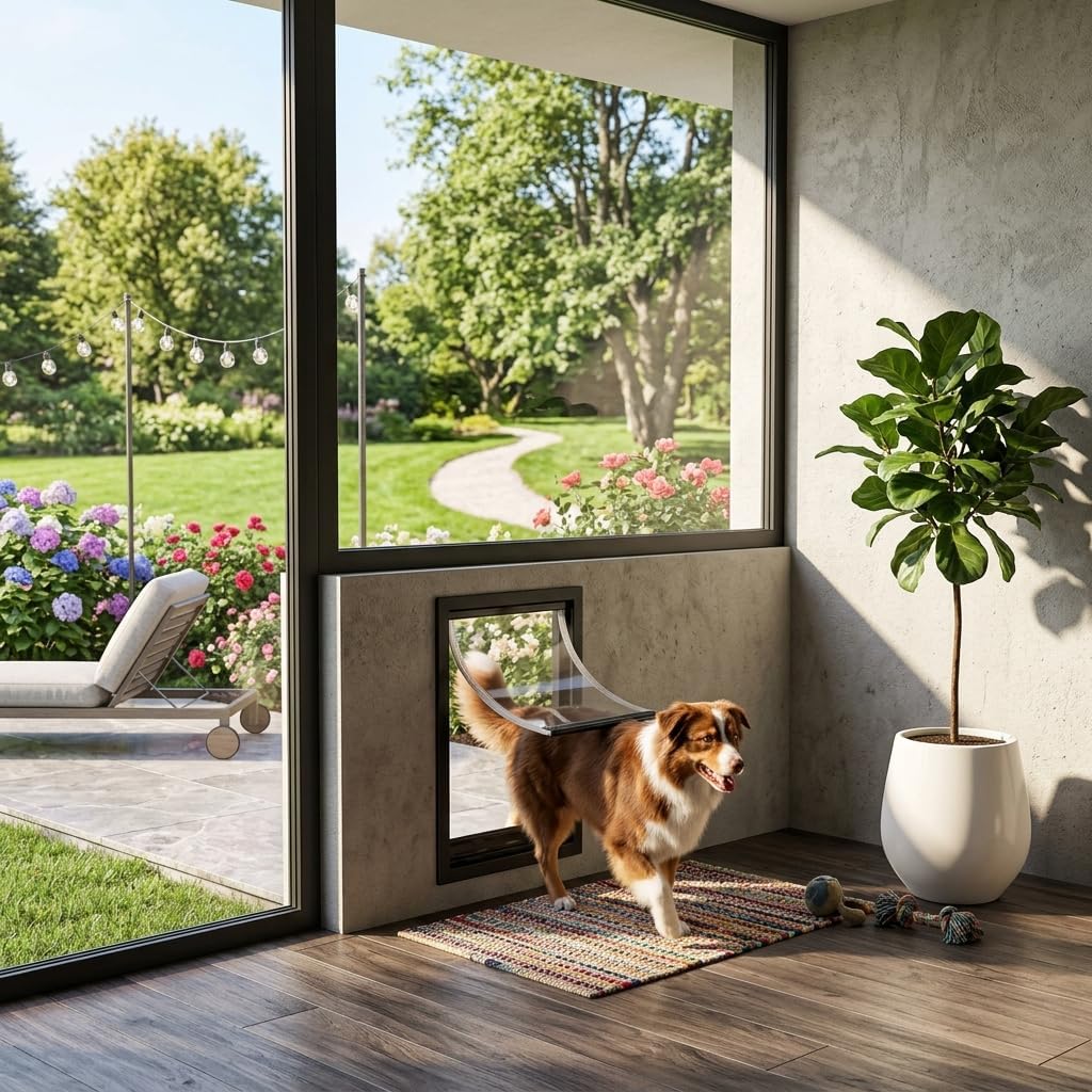 Magnetische Haustiertür für Grosse Hunde, Zwei-Wege-Eingang, Einfache Installation, Schwarz