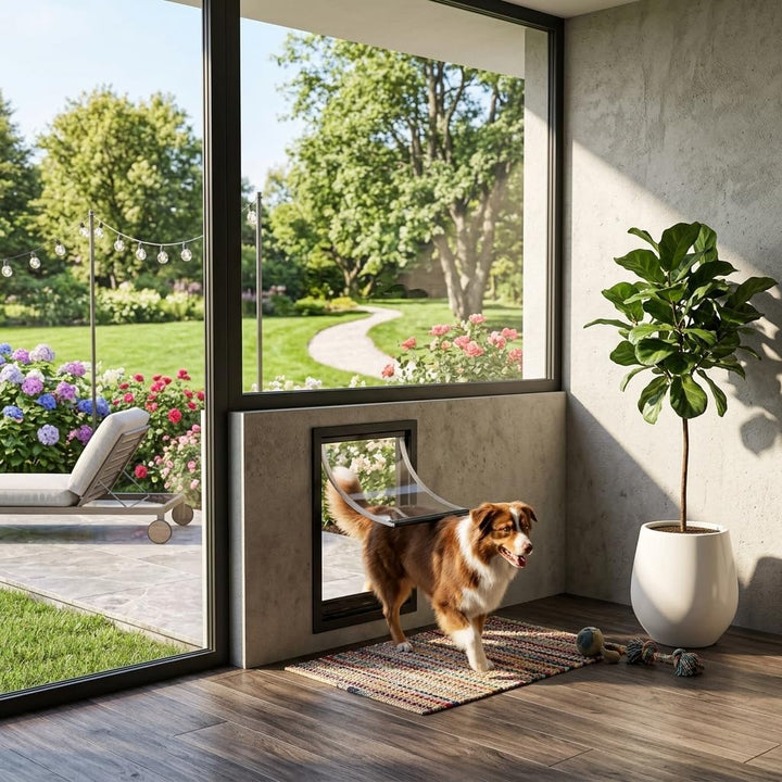 Magnetische Haustiertür für Grosse Hunde, Zwei-Wege-Eingang, Einfache Installation, Schwarz