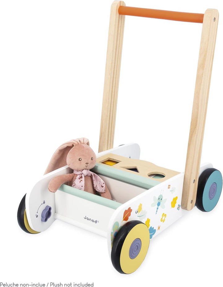 Janod – Lauflernwagen aus Holz für Babys und Kinder Ab 12 Monaten – 18 Holzteile inklusive + Formkas