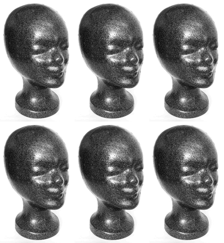 6 x FP - Styroporkopf Standard - TOP Marken-Qualität aus deutscher Herstellung (schwarz/anthrazith (