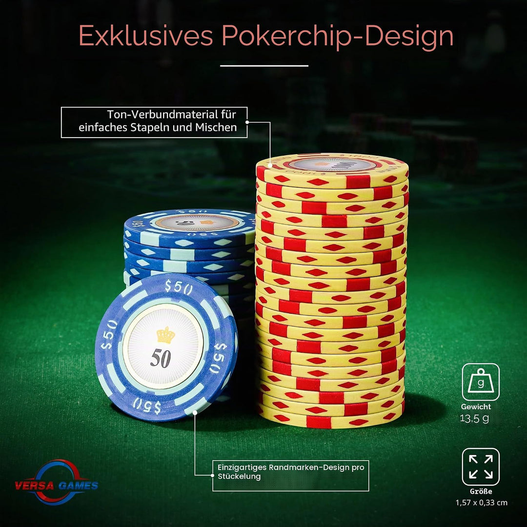 JPC 500 Piece Crown Casino Clay Poker Chips Set by