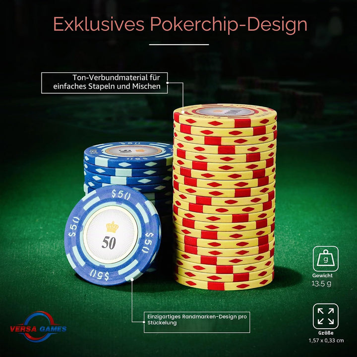 JPC 500 Piece Crown Casino Clay Poker Chips Set by