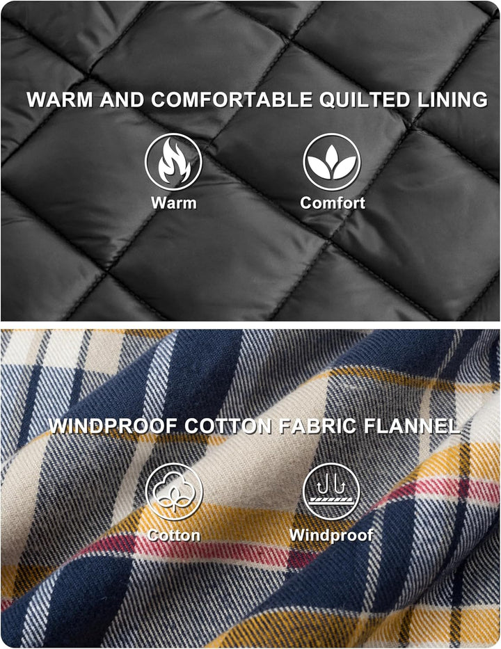TACVASEN Herren Karierte Hemdjacke Flanellhemd Holzfällerhemd Thermohemd Jacke L Gelb, L Gelb