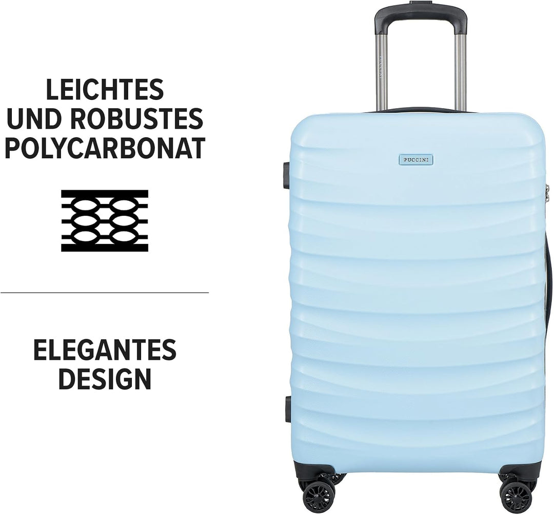 PUCCINI Polycarbonat Koffer Valencia Hartschalenkoffer Trolley Leicht Reisekoffer mit Zwillingsrolle