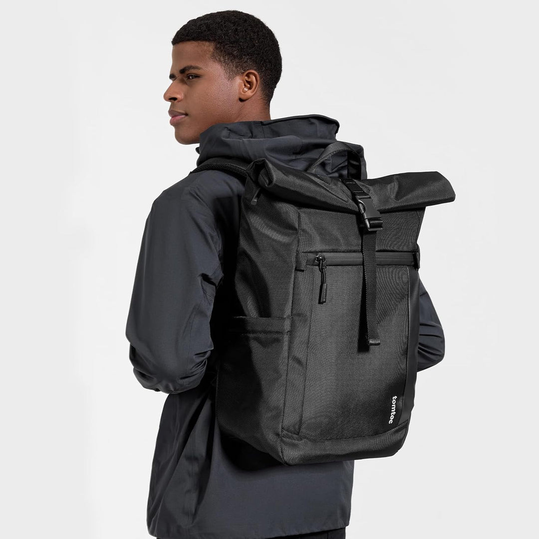 tomtoc Rolltop Rucksack Herren Damen 25L-30L Wasserdicht Schulrucksack Tagesrucksack mit 17,3 zoll L