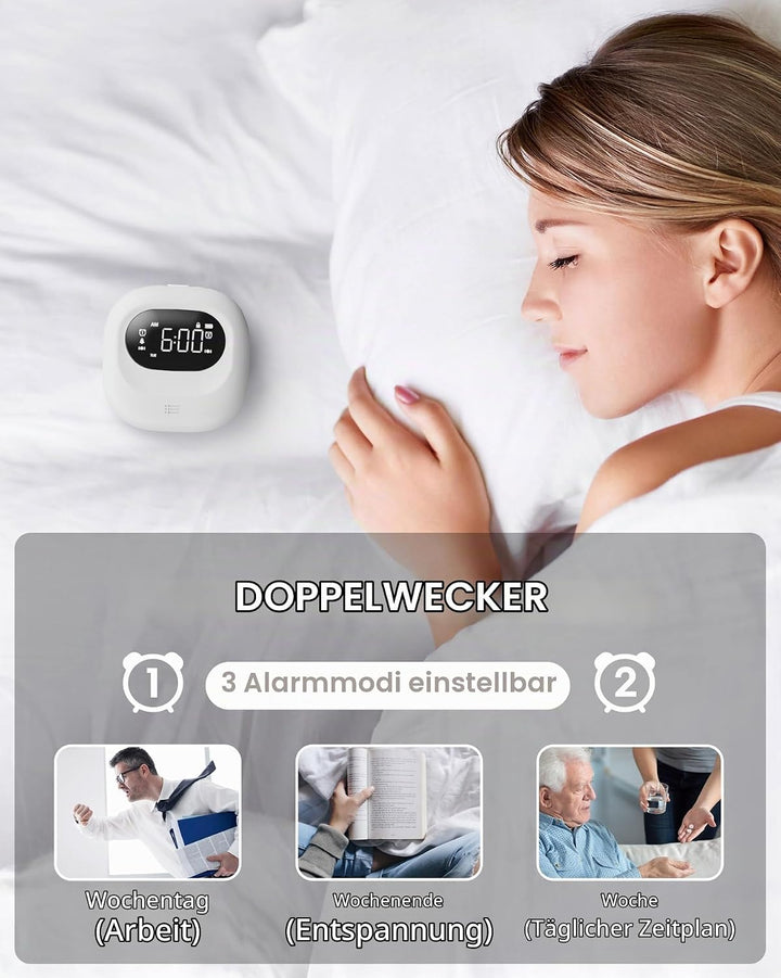 ROCAM Wecker laut für tiefschläfer, Batteriebetriebener, 5-Stufig Einstellbare Lautstärke, Doppelala