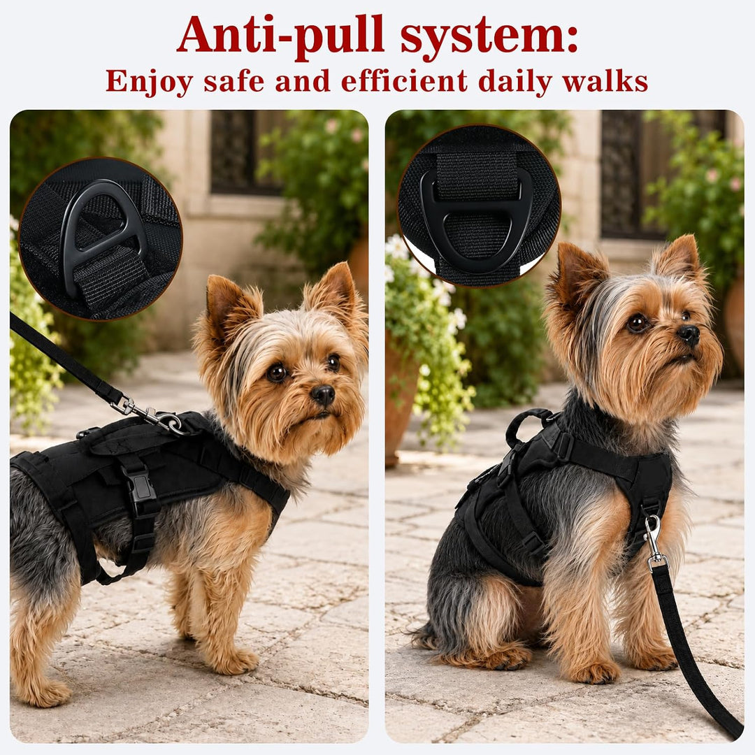 Anti-Zug Hundegeschirr, Schwarz, S | Verstellbare Passform für Kleine und Mittelgrosse Hunde, Weiche