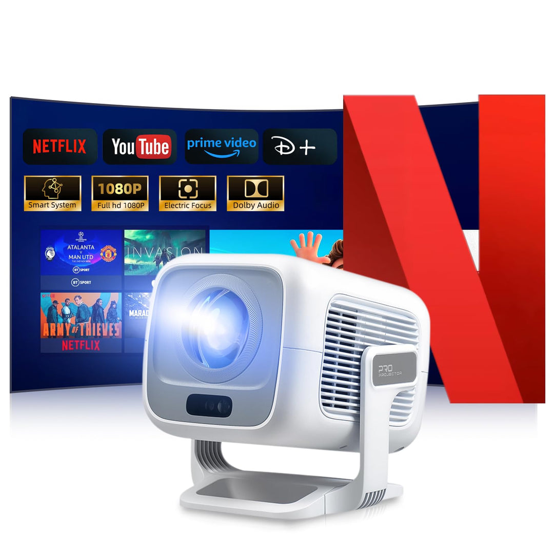 Beamer 4K [Kompatibel mit Netflix | Dolby Audio] 700 ANSI Smart-Projektor für Heimkino, Full HD 1080