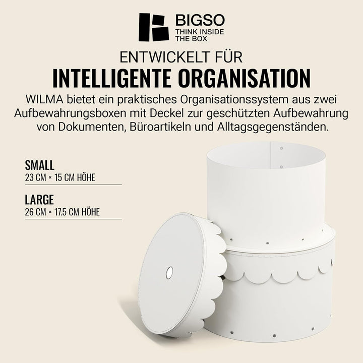 BIGSO WILMA 2er-Set runde Aufbewahrungsbox mit Deckel – Ordnungsbox mit Deckel für Kleidung, Spielze