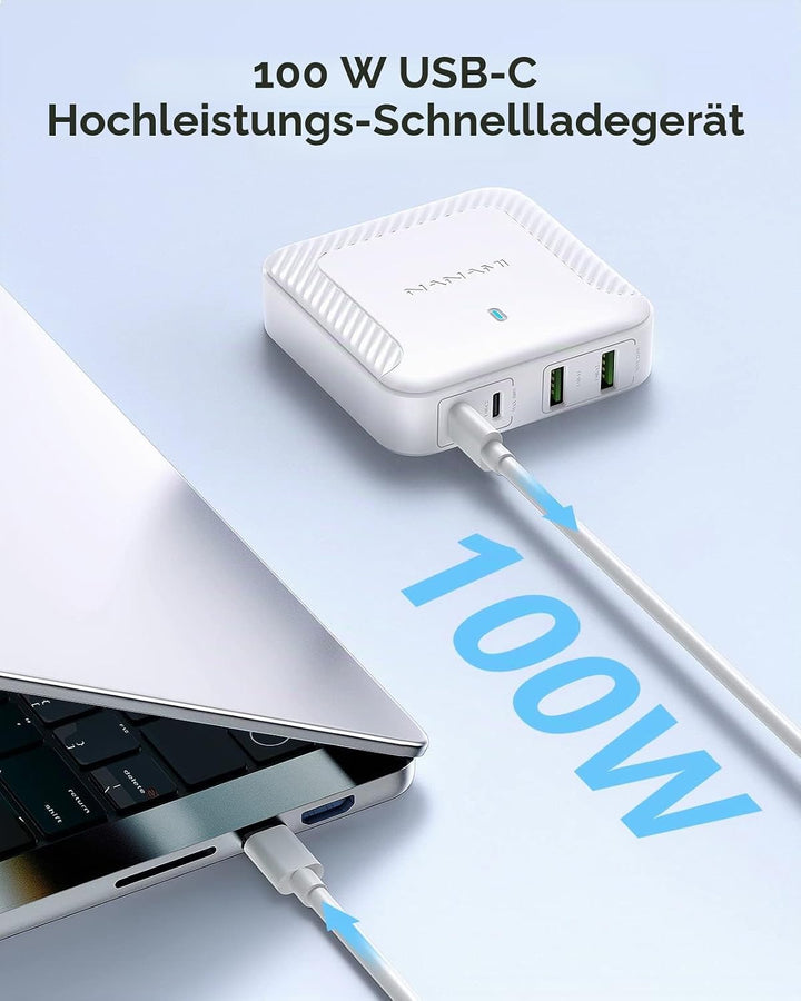 NANAMI 100W USB C Ladegerät Mehrfach - 4-Port Desktop Charger GaN USB C Netzteil PD Ladegerät mit PP