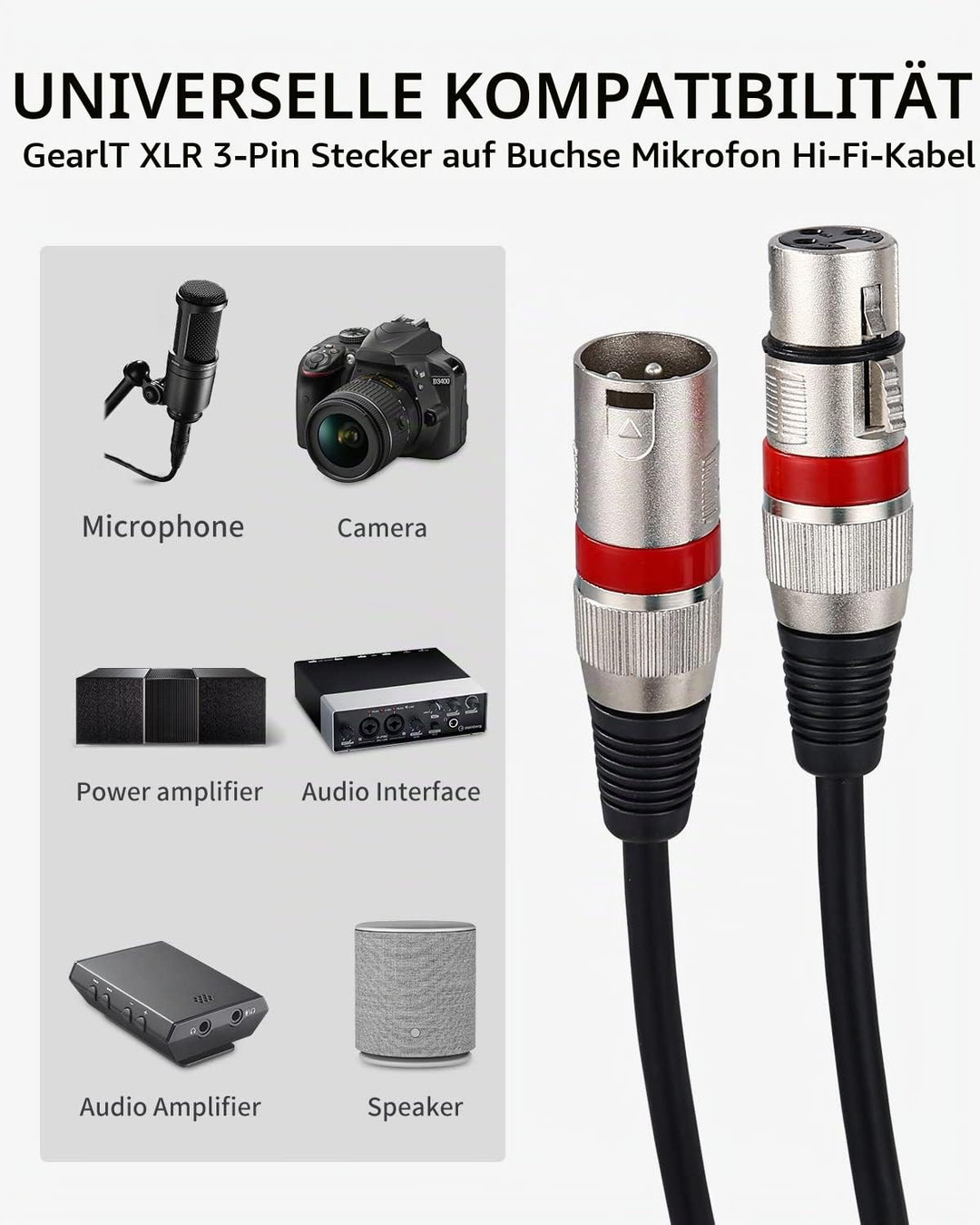 PERMUST 5 Stück 3-Pin DMX-Mikrofon-Signalkabel-Verbindungskabel, 5M XLR-Anschlussstecker mit Stecker