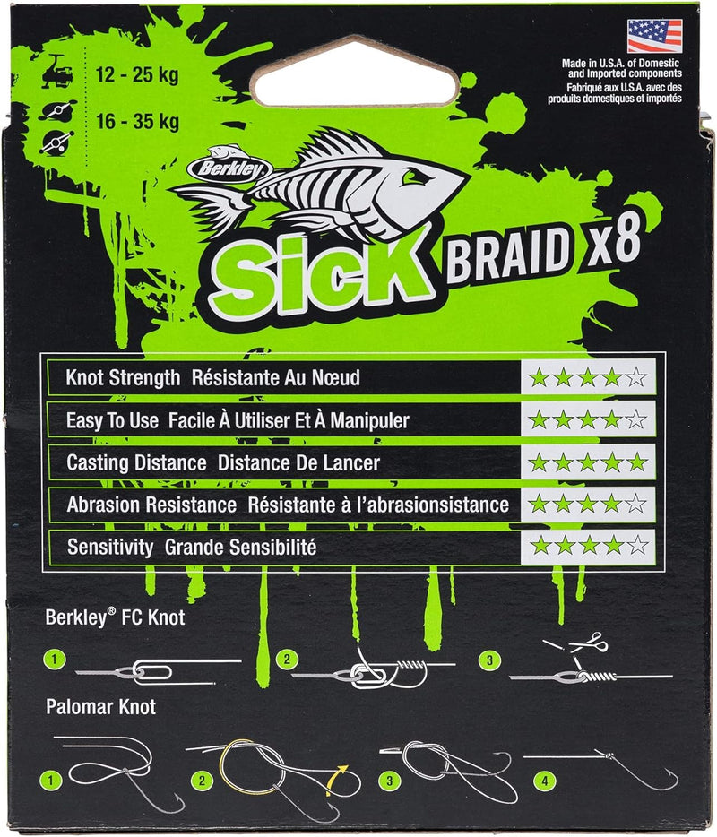 Berkley Sick Braid – 8-fach geflochtene Angelschnur, super glattes 8-fach Multifaden PE Raubfischgef