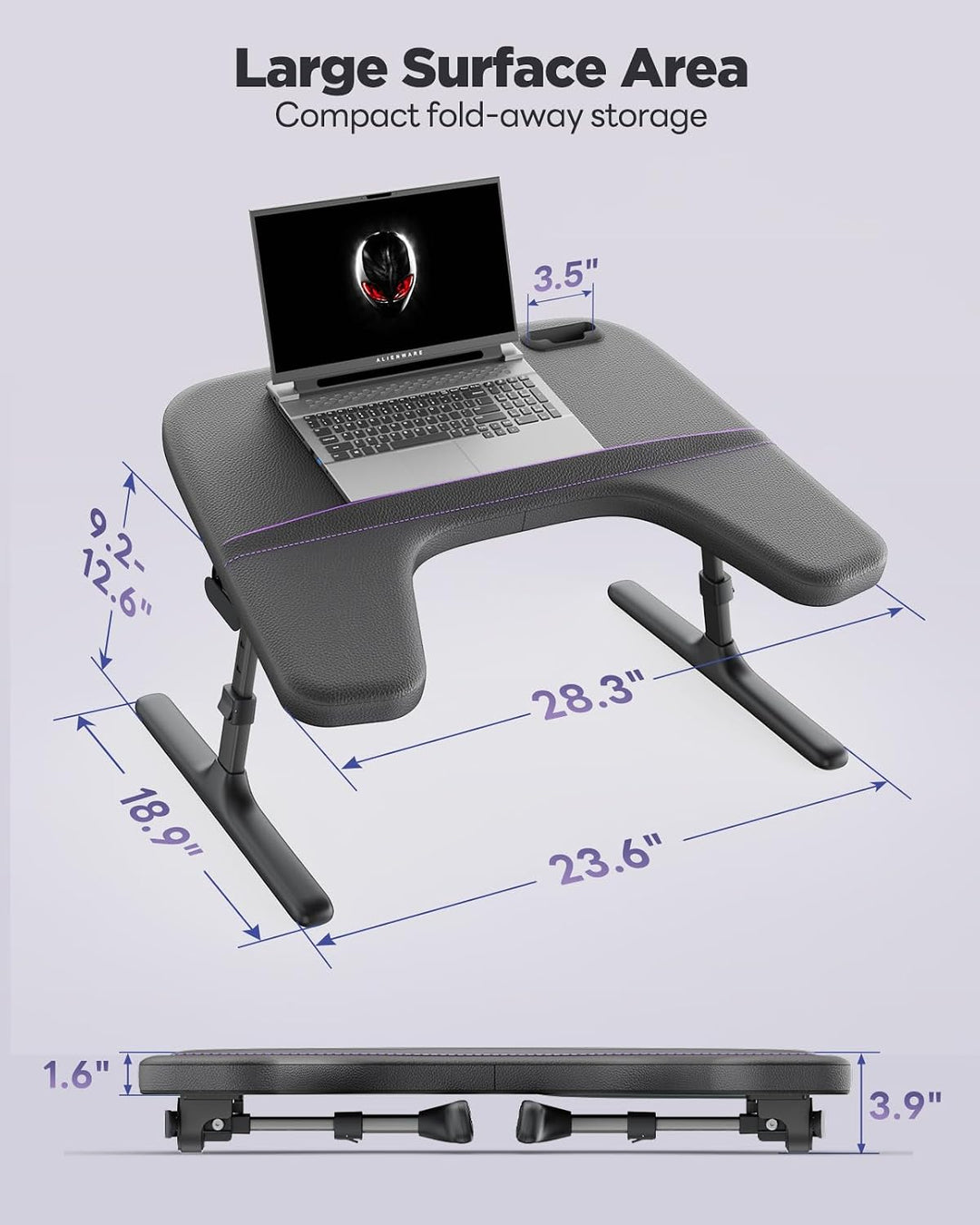 SAIJI Laptop Ständer für Bett und Sofa, Höhen und Neigungsverstellbarer Laptop Tisch mit Weichen Arm