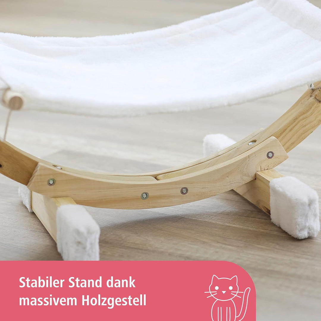 Kerbl Hängematte SIESTA, weiss mit Holzgestell,73 x 36 x 34 cm