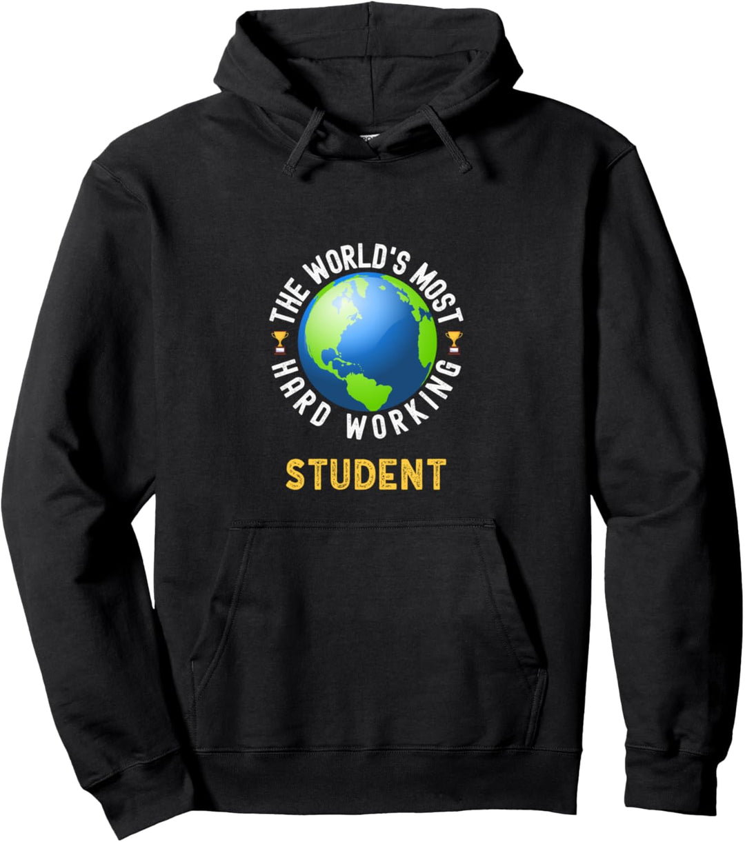 Lustiger Text mit Spruch "World's Most Hard Working Student" Pullover Hoodie