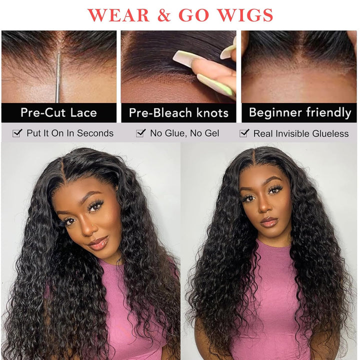 5x5 Glueless Human Hair Wig with 180% Density, 18 Zoll Tiefe Welle Echthaar Perücke für Damen, 100%
