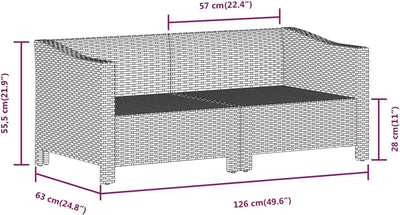 Tidyard Gartensofa 2 Sitzer, Balkonlounge Set Rattan, Modular Sofa Couch, Rattansofa, Gartenmöbel Si