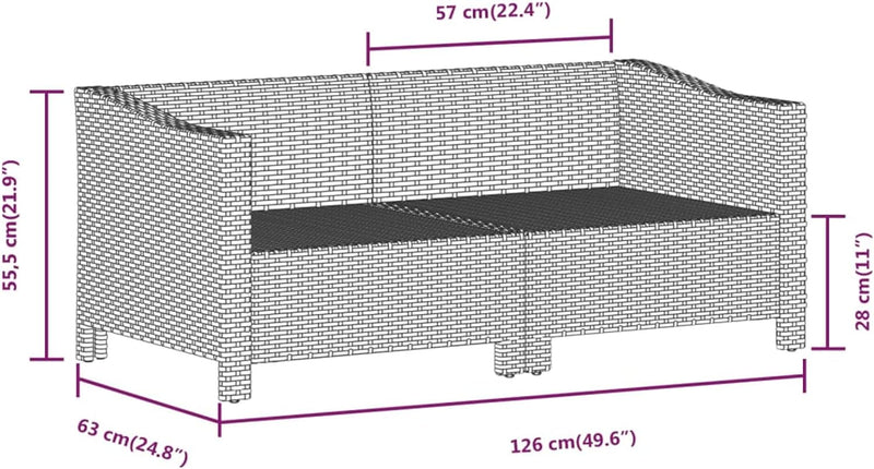 Tidyard Gartensofa 2 Sitzer, Balkonlounge Set Rattan, Modular Sofa Couch, Rattansofa, Gartenmöbel Si