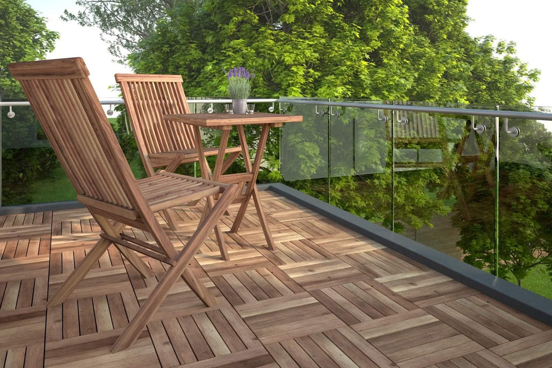 SAM Terrassen- Klickfliese 01, Holz- Akazie, 33 Fliesen für 3 m², 30x30cm, Garten Bodenbelag mit Dra