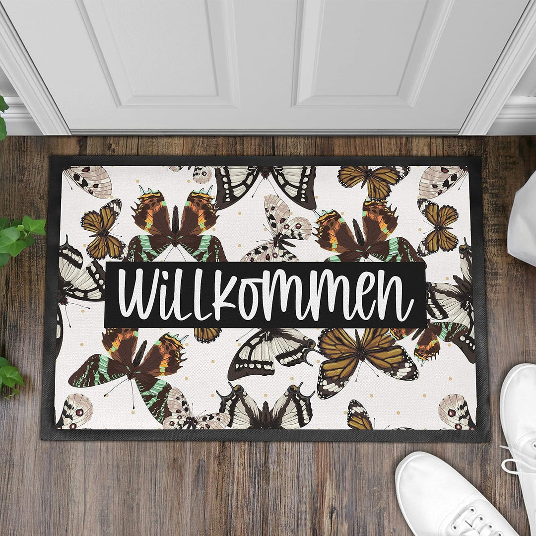 Trendation - Willkommen Fussmatte Grafik Schmutzfangmatte Geschenk Aussen Innenbereich 60x40 cm Wasc
